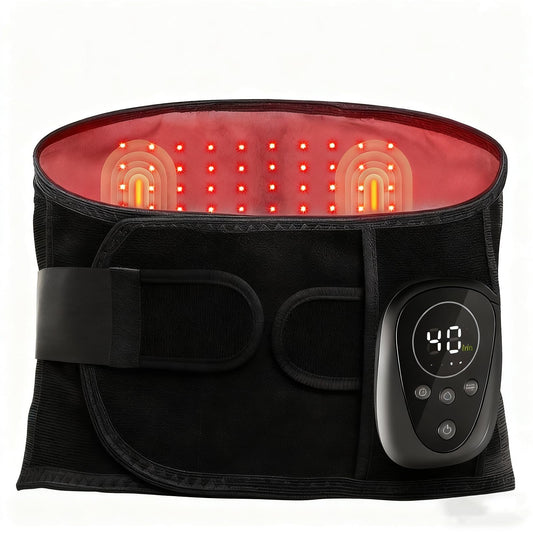 Oramuon lower back massager belt with red light for targeted heat therapy.
