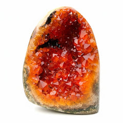 Orange Crystal Geode Cluster texture detail enhances natural decor and focal point.