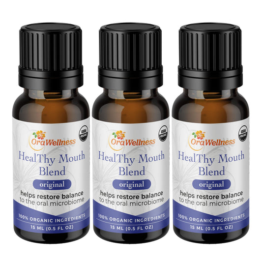 OraWellness Healthy Mouth Blend bottle for fluoride-free oral care benefits