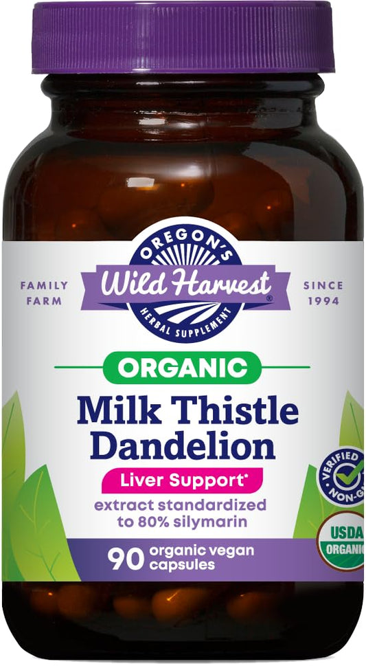 Oregon's Wild Harvest bottle on wood may support liver health