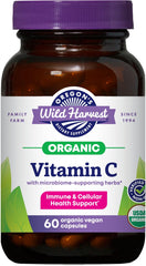 Oregon's Wild Harvest organic Vitamin C capsules bottle on table, vegan daily vitamin C option.