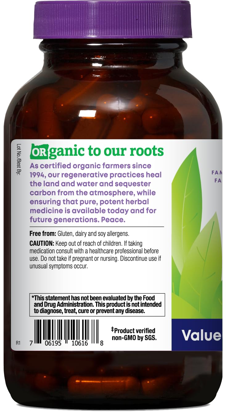 Oregon's Wild Harvest bottle showing 180 vegan capsules with gluten-free and non-GMO standards.
