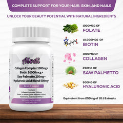 Orelo Super Collagen Blend ingredients chart highlights antioxidants and peptides.