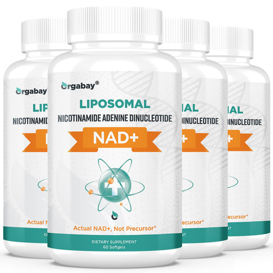 Orgabay Liposomal NAD+ 500 mg bottle front shows high absorption formula