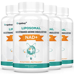 Orgabay Liposomal NAD+ 500 mg bottle front shows high absorption formula