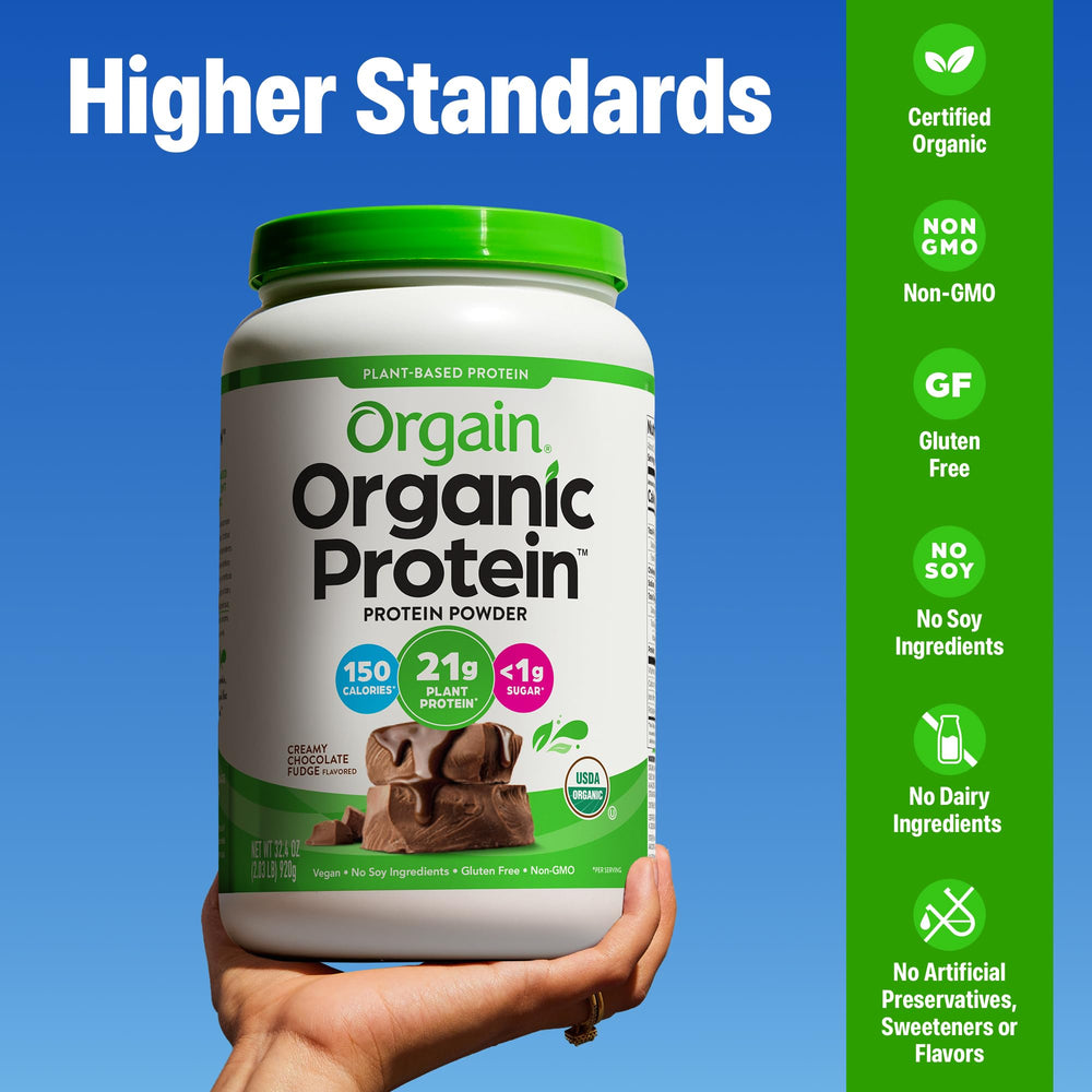 Orgain gluten free kosher non GMO label signaling clean vegan protein