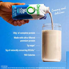 Orgain label close-up highlights no artificial flavors