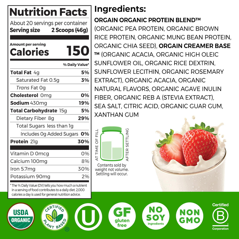 Orgain protein scoop demonstrates convenient serving for creamy smoothies