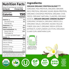 Orgain protein powder vanilla bean dispensing scoop demonstrates easy portioning for shakes