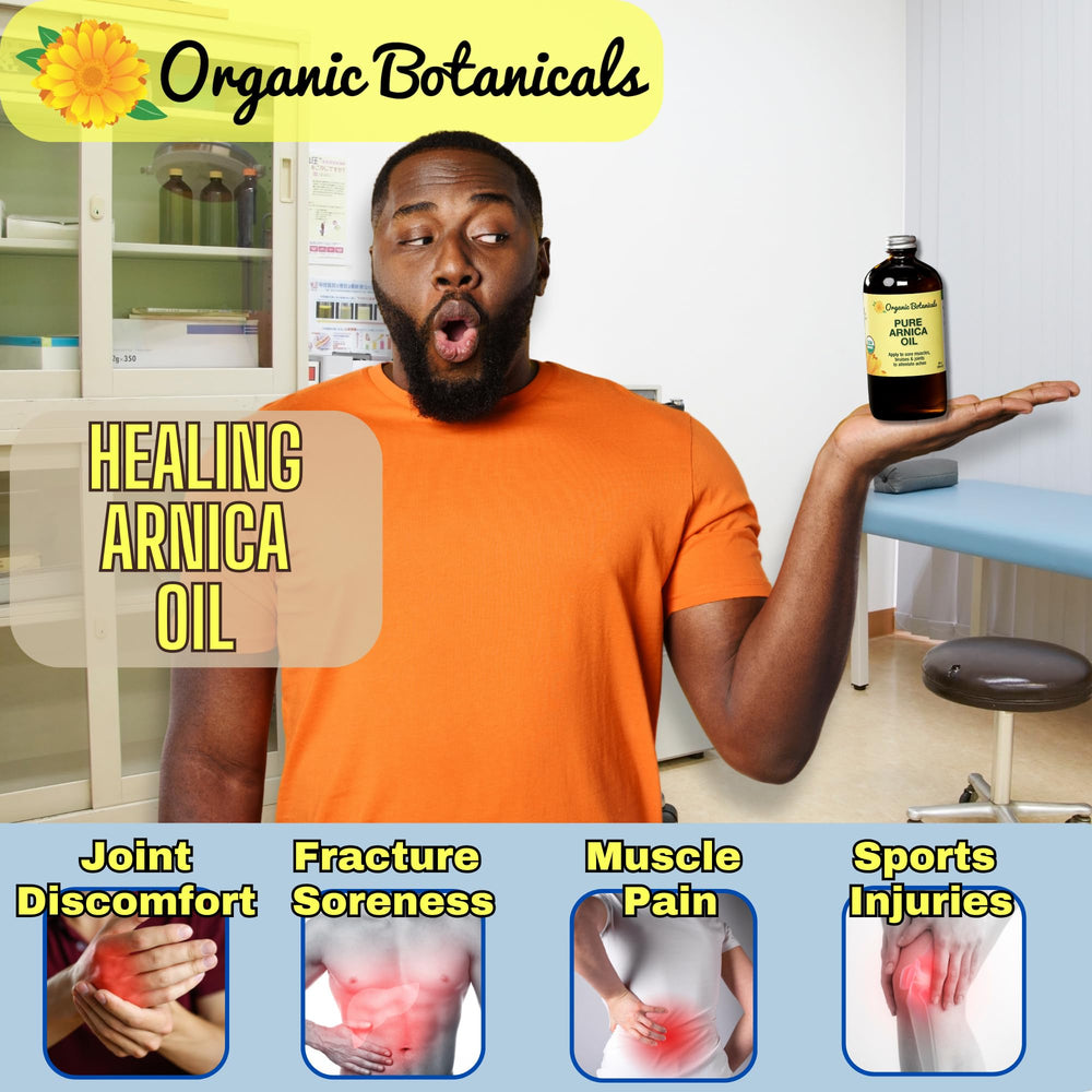 Certified Organic label on Organic Botanicals Arnica Oil bottle