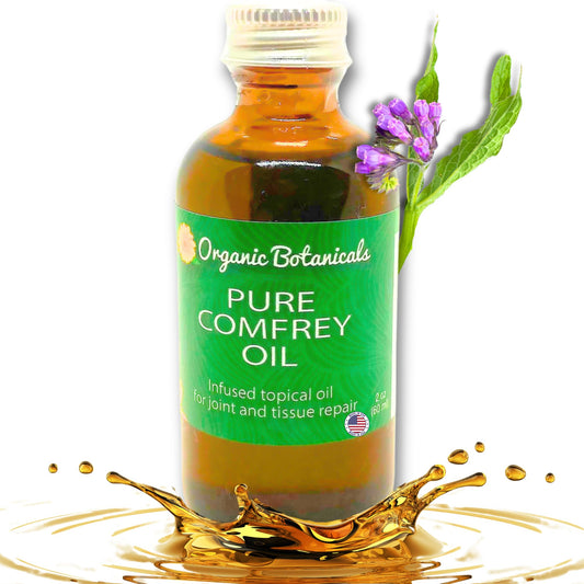 Organic Botanicals Comfrey Leaf Oil bottle for joint comfort and skin support.