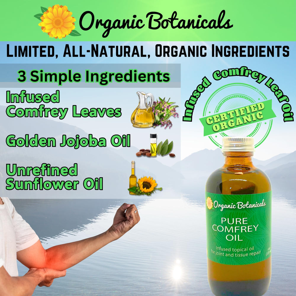 Organic Botanicals Comfrey Leaf Oil applied to minor wounds with soothing ease.