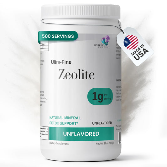 Organic Excellence Zeolite powder bottle for daily gut health support