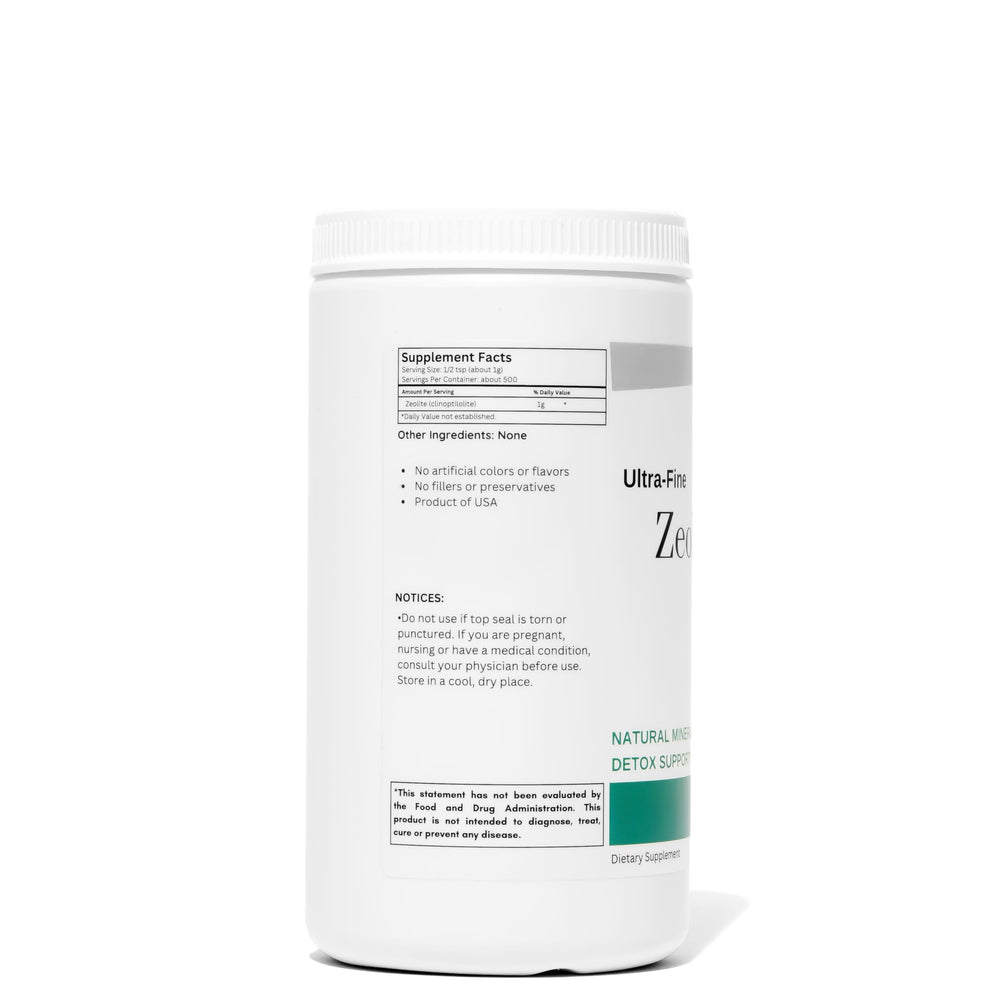 Pantry scene featuring Organic Excellence Zeolite powder for daily use