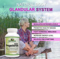Organic Farms Vitamins Progesterone 5000 daily-dose packaging shows convenient use.