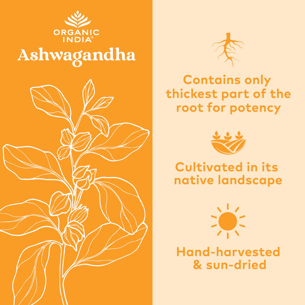 Organic India Ashwagandha capsules pour shot shows easy daily dosage