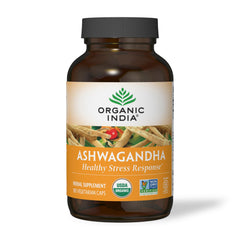 Organic India Ashwagandha capsules product hero invites mindful daily use