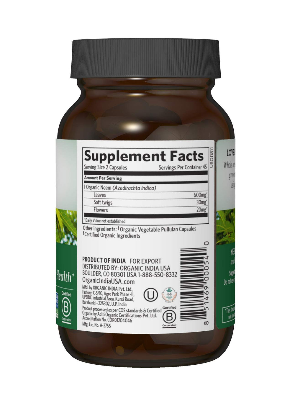 ORGANIC INDIA Neem capsules held in hand for daily wellness