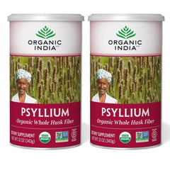 Organic India Psyllium Husk Powder bottle offering easy daily fiber support.