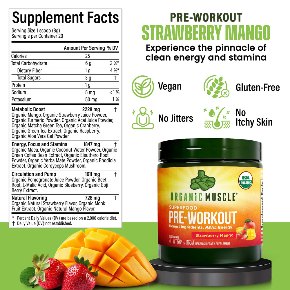 Organic Muscle 20 superfoods blend image highlighting nutrient support