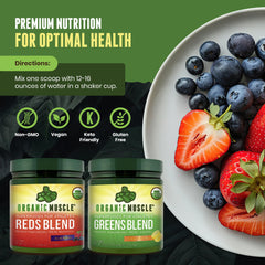 Spoon scoop of Organic Muscle Super Greens for a healthy daily ritual