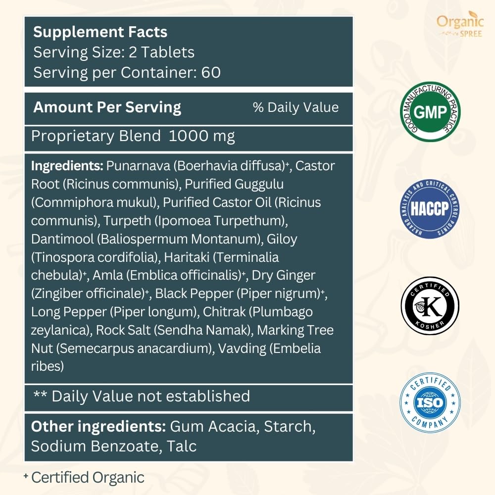 GMP-certified seal on Organic Spree Punarnavadi Guggulu packaging