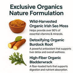 ORGANICS NATURE Irish Sea Moss capsules pour—easy daily routine.