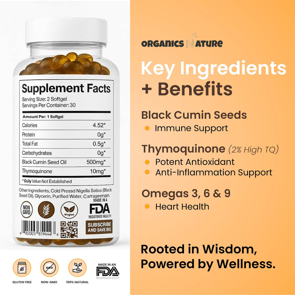 Organics Nature Omega 3-6-9 profile from black seed oil.