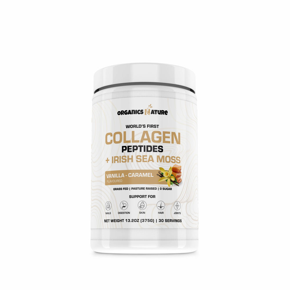 ORGANICS NATURE Vanilla Caramel Collagen Powder jar supports healthy-looking skin, hair, and nails.