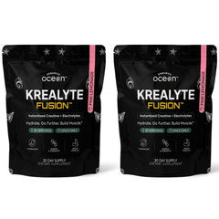 Organics Ocean Krealyte Fusion pink lemonade bottle ready for workouts
