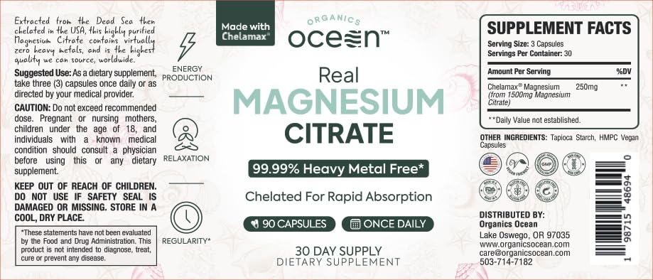 Organics Ocean Real Magnesium Citrate bulk 6-pack packaging ready for use.
