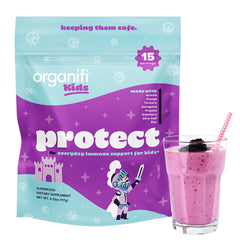 Organifi Kids Protect berry bottle for daily immune support