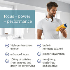 Organifi Peak Power caffeine boost highlighting 100 mg caffeine for quick energy.