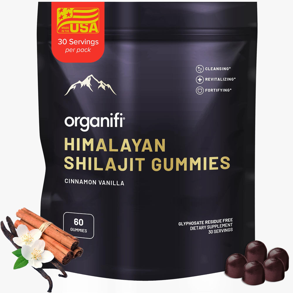 Organifi Shilajit Gummies bottle front highlighting brand and energy support