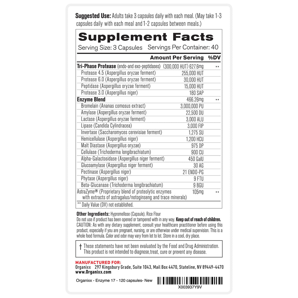 Organixx Enzyme 17 digestive health scene suggests daily intake.