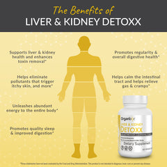 Organixx Kidney and Liver Support label detail highlighting natural ingredients