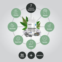 Close-up of Organixx magnesium capsules highlights the chelated, high-absorption formula.