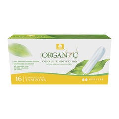 Organyc tampon with textured absorbent core for reliable protection.