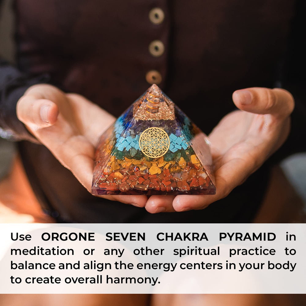 Orgonite Crystal Seven Chakra Pendant closeup reveals calming gemstone hues