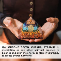 Orgonite Crystal Seven Chakra Pendant closeup reveals calming gemstone hues