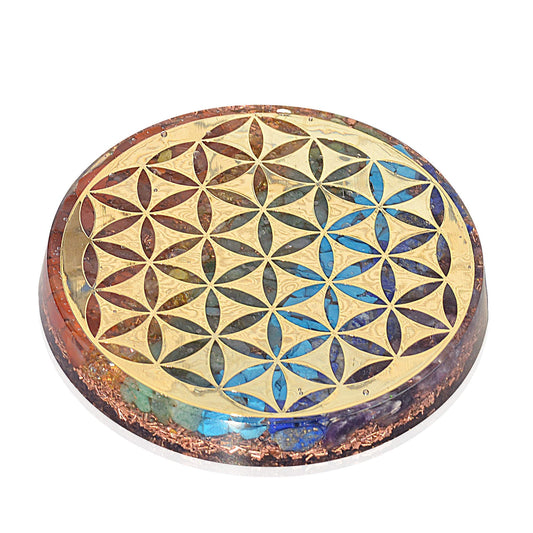 Orgonite Crystal Water Charging Plate in full view supports chakra balance in any space.