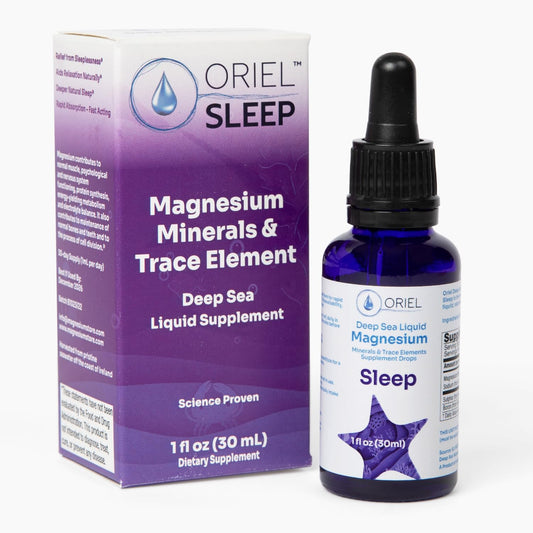 Oriel Liquid Magnesium Drops bottle for calm evenings, unflavored formula