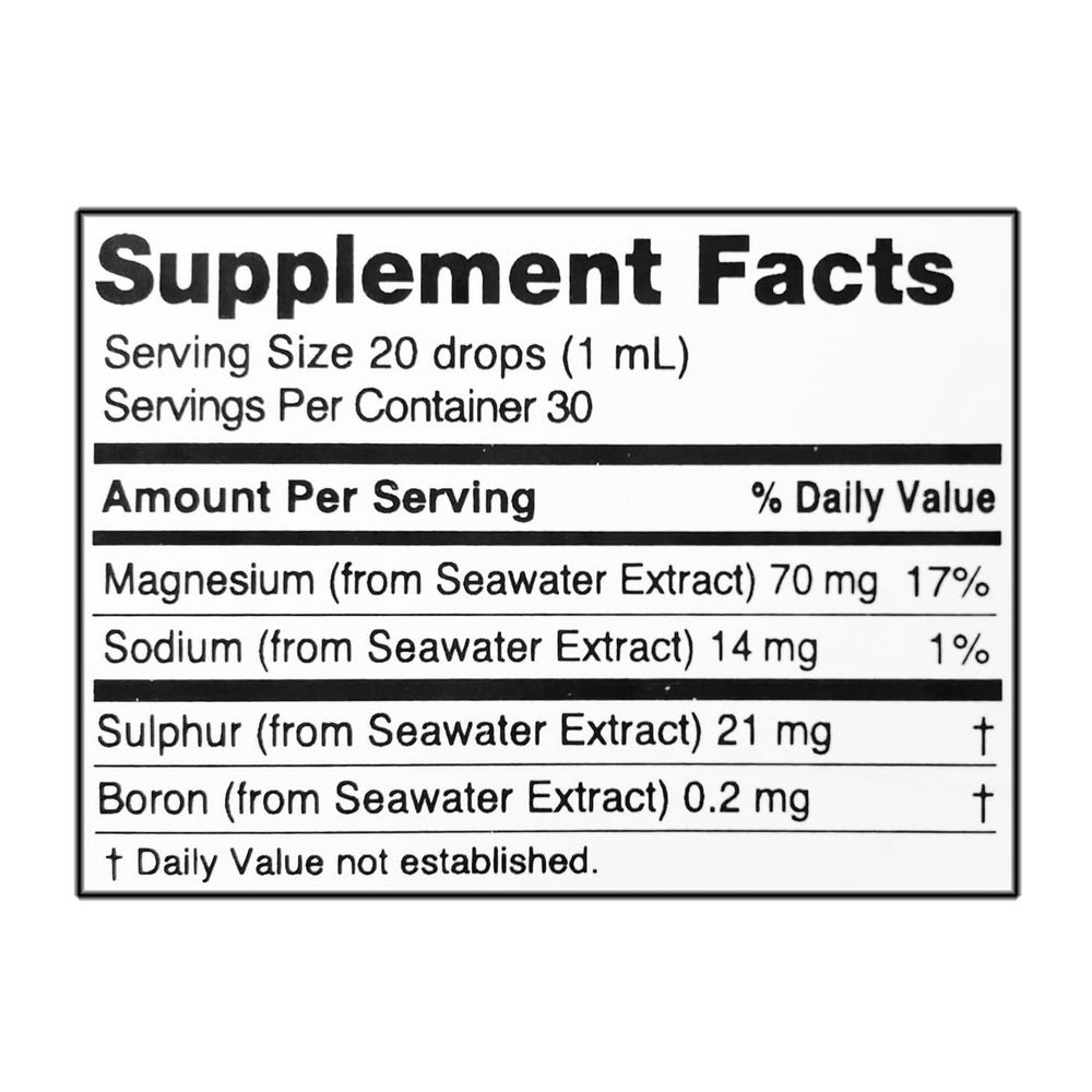 Oriel Liquid Magnesium Drops packaging highlights free ion magnesium for cellular availability.