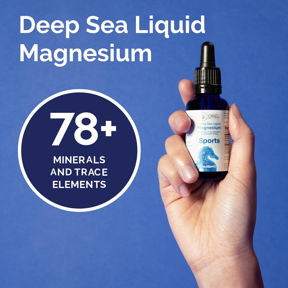 Oriel Drops showcase 78 trace minerals for electrolyte balance and performance support.