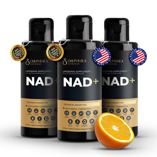 Orphira Liquid NAD+ bottle with easy dosing for daily energy support