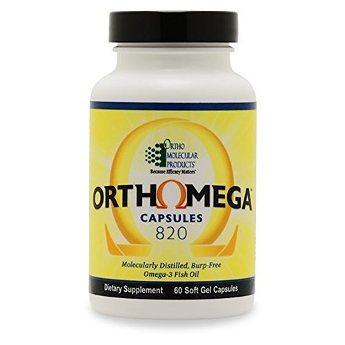 Ortho Molecular Orthomega 820 softgel bottle highlighting high-absorption omega-3.