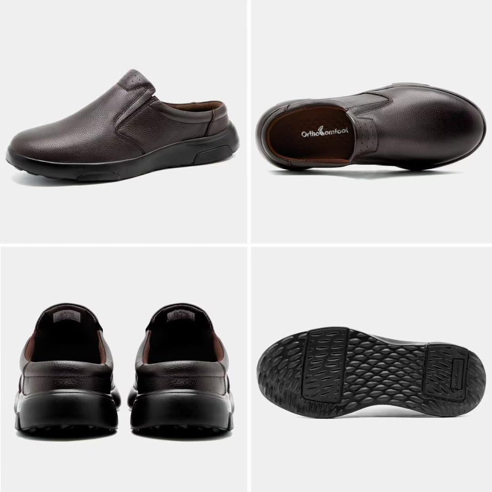OrthoComfoot deep heel cup promotes even pressure distribution during walks