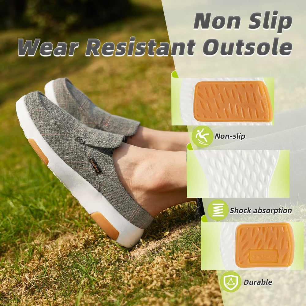 OrthoComfoot foldable-outsole simplifies indoor-outdoor wear.