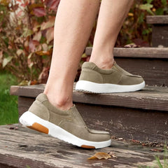 OrthoComfoot leather upper loafer with a polished look and durability