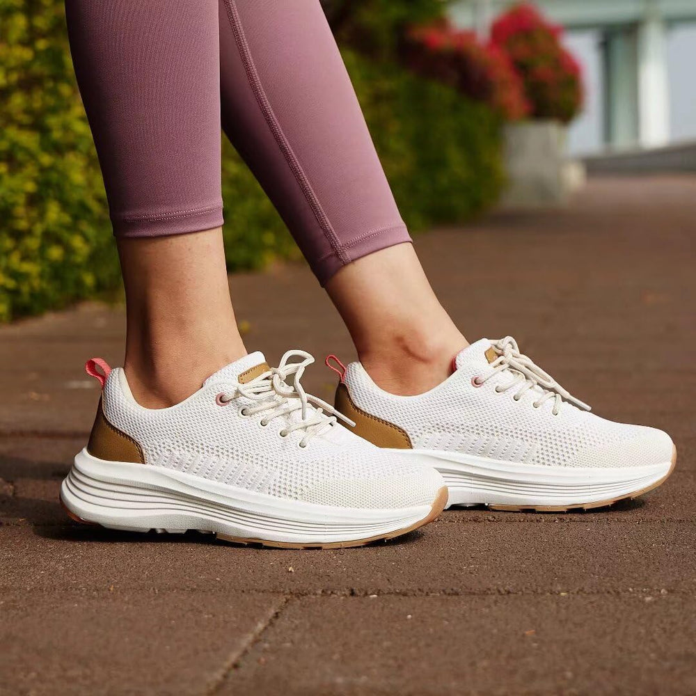 OrthoComfoot lightweight, flexible walking sneaker supports natural stride
